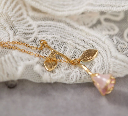 Gentle  Rose Enamel Flowers Titanium Steel Necklace