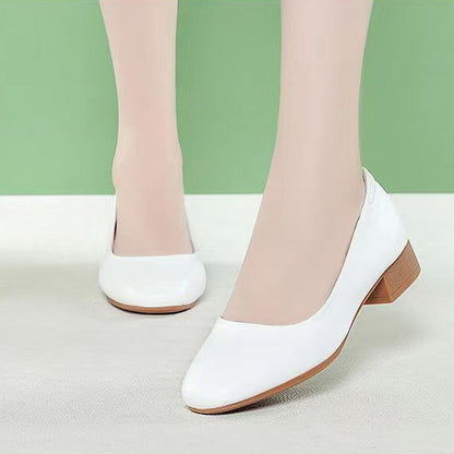 Black Womens Work Shoes With A Square Toe Chunky Heel And Soft Comfortable Sole