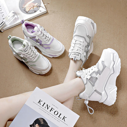 Slimming Thick Bottom Increased Leisure Sports White Shoes