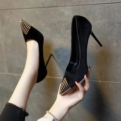 Women's Stiletto New Versatile Metal Pointed Toe High Heels