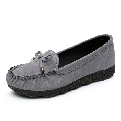 Old Beijing Cloth Shoes Women's Flat Soft Bottom Doug Single-layer Shoes Bow Round Toe Shallow Mouth