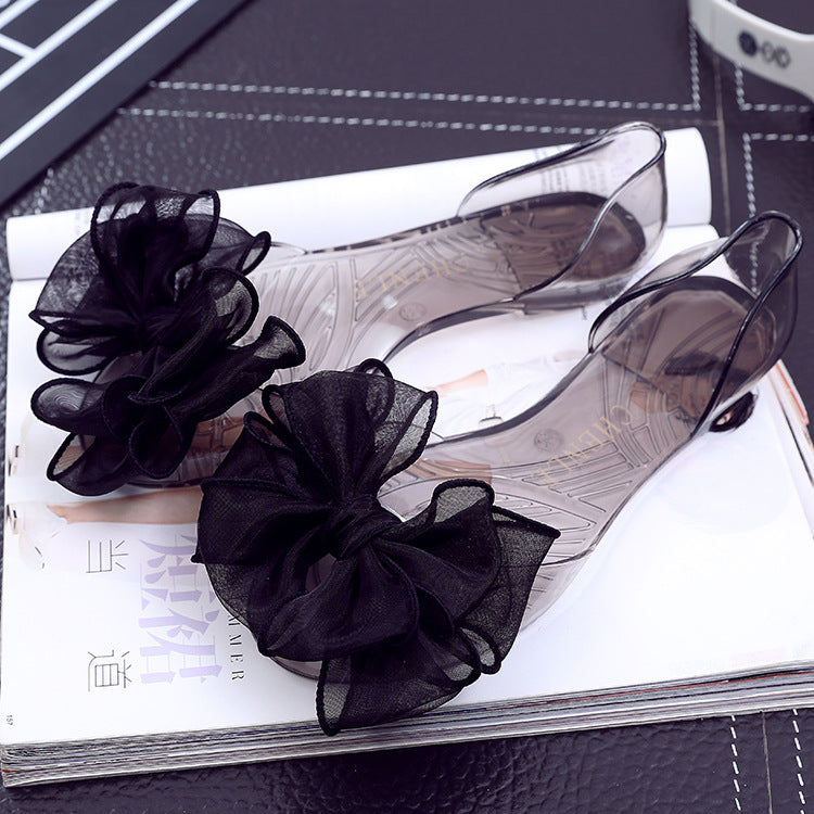 Women's Bowknot Transparent Flat Sandals