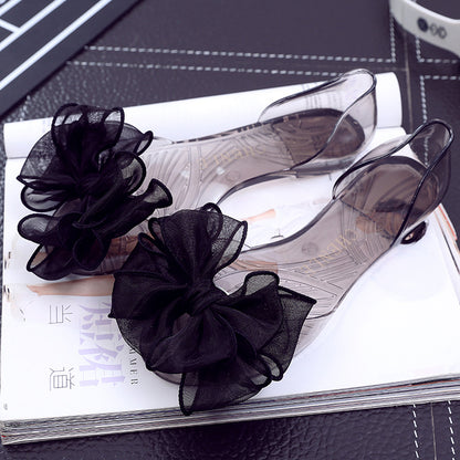 Women's Bowknot Transparent Flat Sandals
